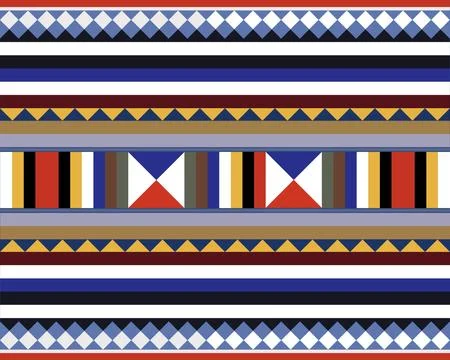 Thai Textile Illustrations, Authentic Thai Fabric Patterns, Thai Silk Patterns Stock Illustration