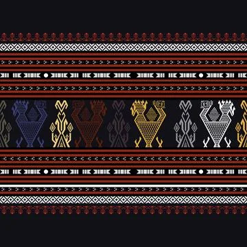 Thai Textile Illustrations, Authentic Thai Fabric Patterns, Thai Silk Patterns Stock Illustration