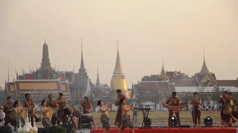 Thai traditional dance performing on stage in Bangkok , Thailand Stock Footage 60969708