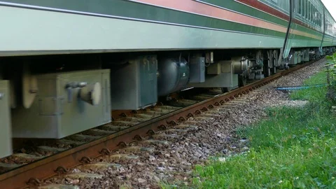Thai train going on the railway track from the station. Stock Footage 110747196
