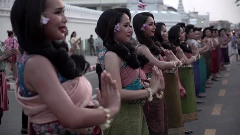 Thai treditional folk dance parade Stock Footage 279526958