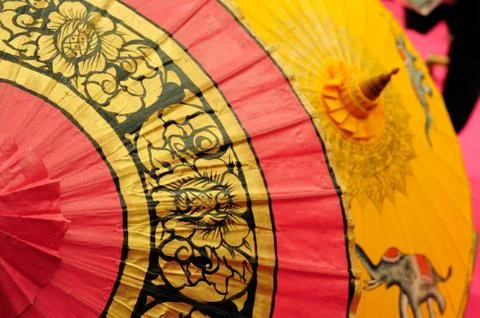 Thai umbrellas Stock Photos