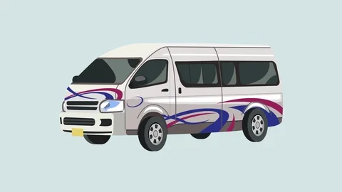 Thai van isolated flat animation ,Looped animation. Thai ,Bangkok transport. Stock Footage 119591871