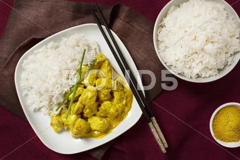 Thai veal curry with scented rice Stock Photos