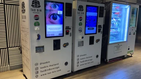 Thai vending machine making coffee automatic drink dispenser brewing process Stock Footage 323077071