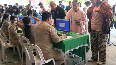 Thai voters casting ballots Stock Footage 328113595