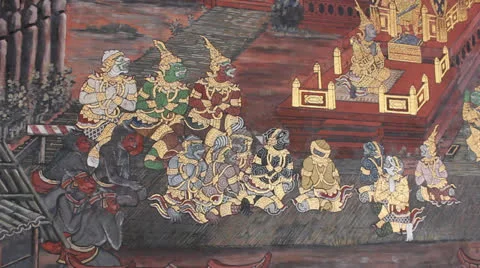 Thai wall painting Stockbeeldmateriaal 24885660