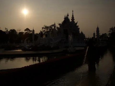 Thai white temple Stock Photos