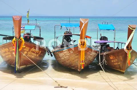 Thai wooden boats Stock Photos