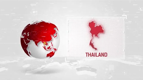 Thailand 4K Tech Map Beside Globe On White Background. Stock Footage 340477111