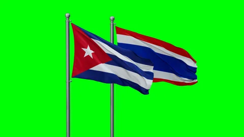 Thailand and Cuba two flags Stock Footage 291471558