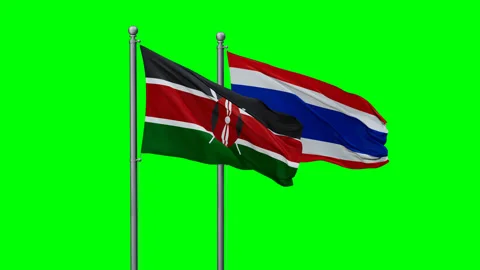 Thailand and Kenya two flags Stock Footage 291854302
