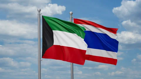 Thailand and Kuwait two flags Stock Footage 269322328