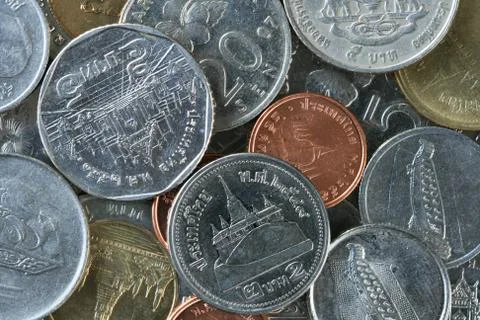 Thailand and malaysian coins Stock Photos