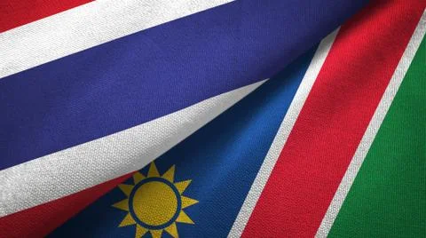 Thailand and Namibia two flags textile cloth, fabric texture Stock Illustration