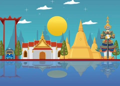 Thailand attraction landmarks background Ilustración de archivo