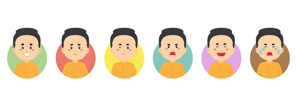 Thailand Avatar with Various Expression Stock Illustration