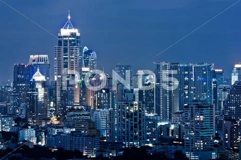 Thailand, Bangkok, Elevated view of city at night Stock Photos