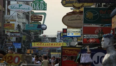 Thailand Bangkok Khaosan road Stock Footage