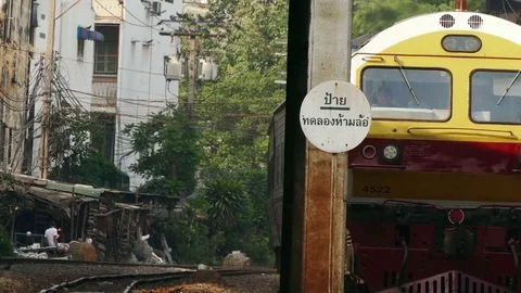 Thailand Bangkok Train Houses 4k Stock Footage