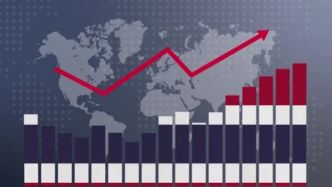 Thailand bar chart graph with ups and downs, increasing values, concept of .. Vidéo 281074587