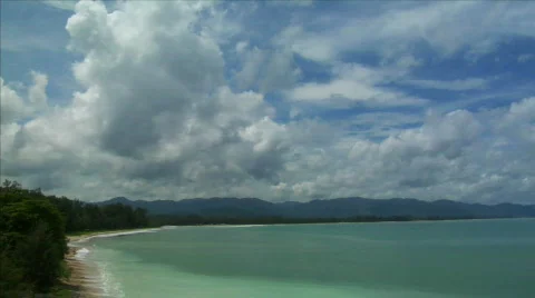 Thailand Beach pan cloudy Stock Footage 873897