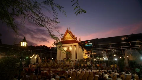 Thailand. Buddhists pray inside the Temple. Stock Footage 100576503