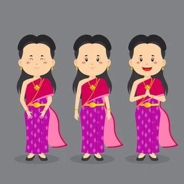 Thailand Character with Various Expression Stock Illustration