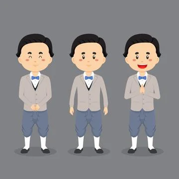Thailand Character with Various Expression Stock Illustration