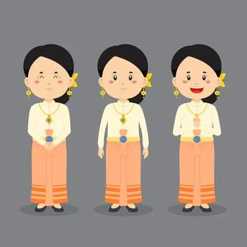 Thailand Character with Various Expression Stock Illustration