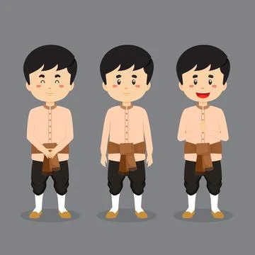 Thailand Character with Various Expression Stock Illustration