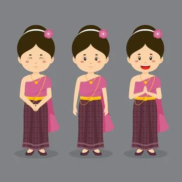 Thailand Character with Various Expression Stock Illustration