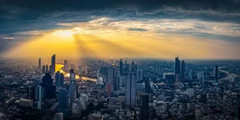 Thailand cityscape on sunset Stock Photos