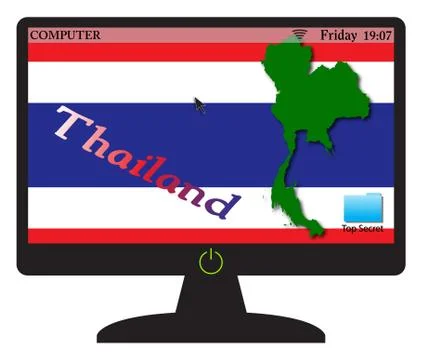 Thailand Computer Screen With On Button Illustrazione stock
