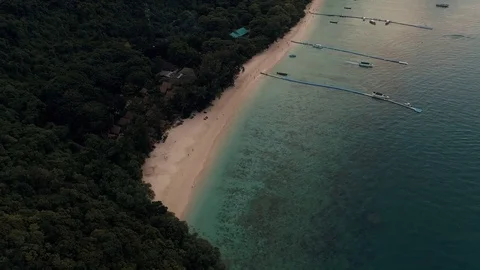 Thailand Coral Island Drone Shot Stock Footage