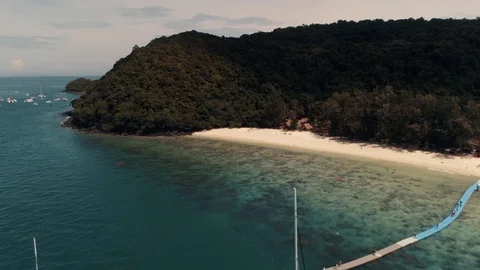 Thailand Coral Island Drone Shot A view of the corals surrounding the island Stock Footage