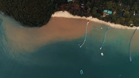 Thailand Coral Island Drone Shot Water dyed in the color of sand after tropical Stock Footage