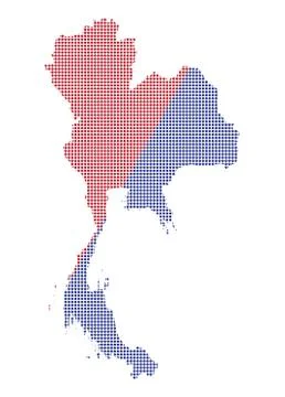Thailand Dot Map Red And Blue Stock Illustration