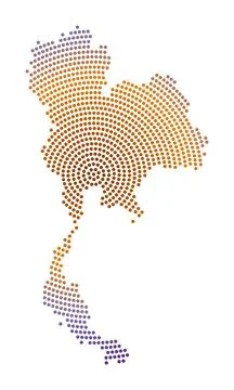 Thailand dotted map. Digital style shape of Thailand. Tech icon of the coun.. Illustrazione stock