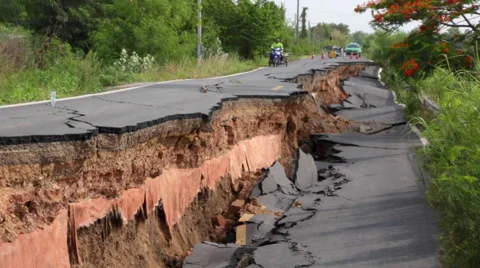 THAILAND DROUGHT ROAD COLLAPSE DROUGHT Stock Footage 52162844