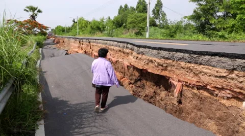 THAILAND DROUGHT ROAD COLLAPSE DROUGHT Stock Footage 52175108
