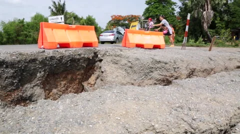 THAILAND DROUGHT ROAD COLLAPSE DROUGHT Stock Footage 52180651