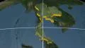 Thailand extruded. Blue Marble. Graticule. 4k or 4k+ Resolution