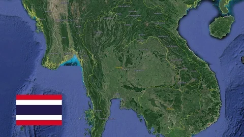Thailand with flag. 3d earth in space - zoom in Thailand outer 動画素材 93528110