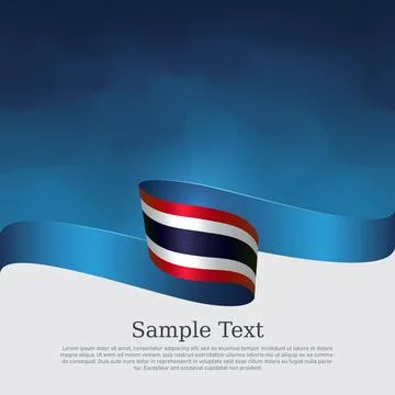 Thailand flag background. Thai flag wavy ribbon on blue background. National Stock Illustration