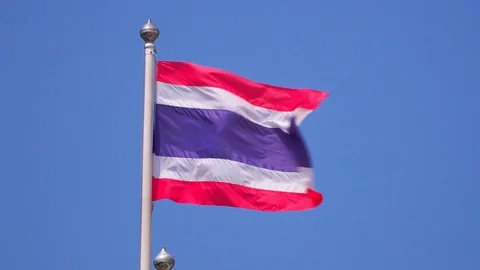Thailand flag blowing in the sky as a backdrop. Video stock 118761270