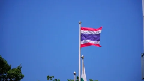 Thailand flag blowing in the sky as a backdrop. Stock Footage 118761636