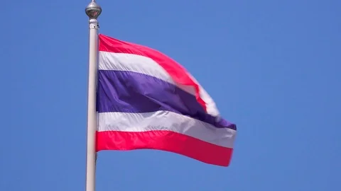 Thailand flag blowing in the sky as a backdrop. Video stock 118969747