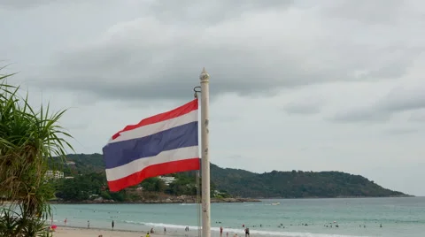 Thailand Flag On The Cloudy Sky Background. Time Lapse Stock Footage 63316237
