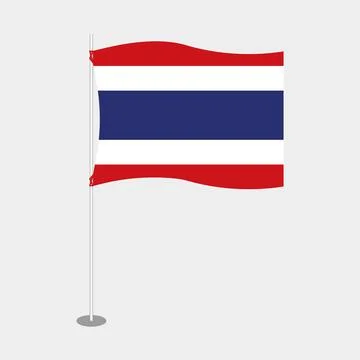 Thailand Flag On Flagpole Icon Stock Illustration